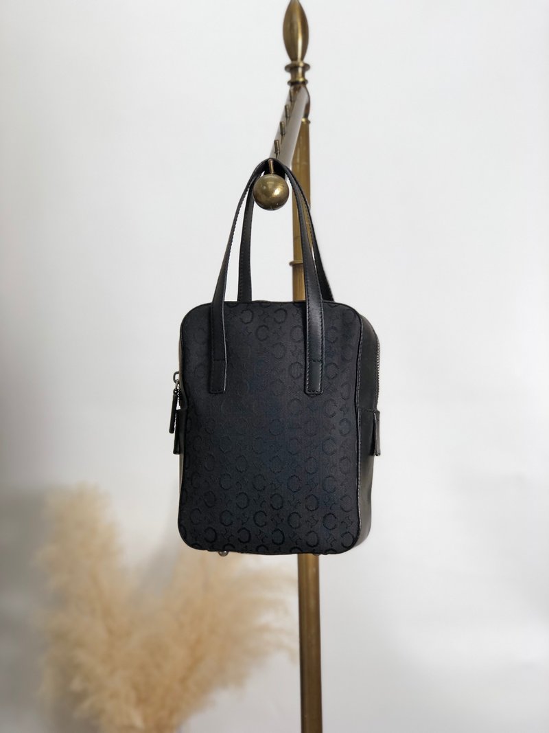 【 日本直送 名牌中古包 】CELINE  સελિની C馬卡龍 手提包 黑色 帆布 vintage 古董 vrpxvj - 手提包/手提袋 - 棉．麻 黑色