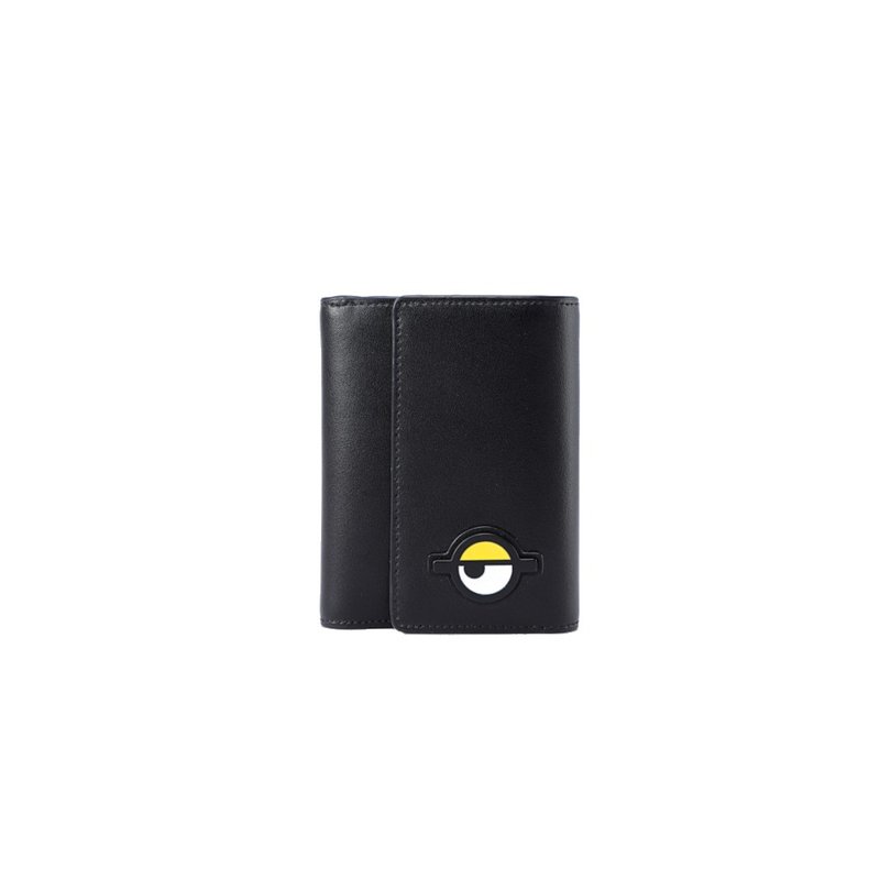 【滿額贈】Minions牛皮革短銀包 母親節 禮物 免運 - 錢包/皮夾/長短夾 - 真皮 黑色