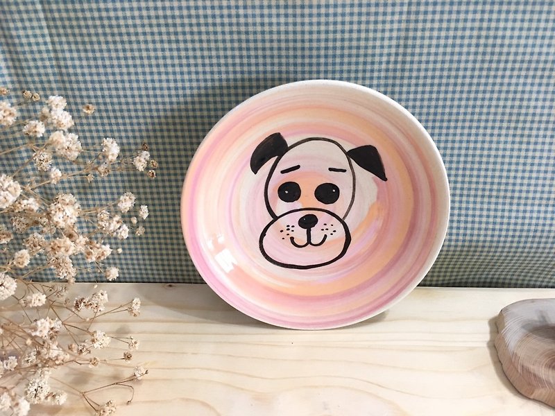 小狗-彩色陶盤 - 碟子/醬料碟 - 陶 粉紅色