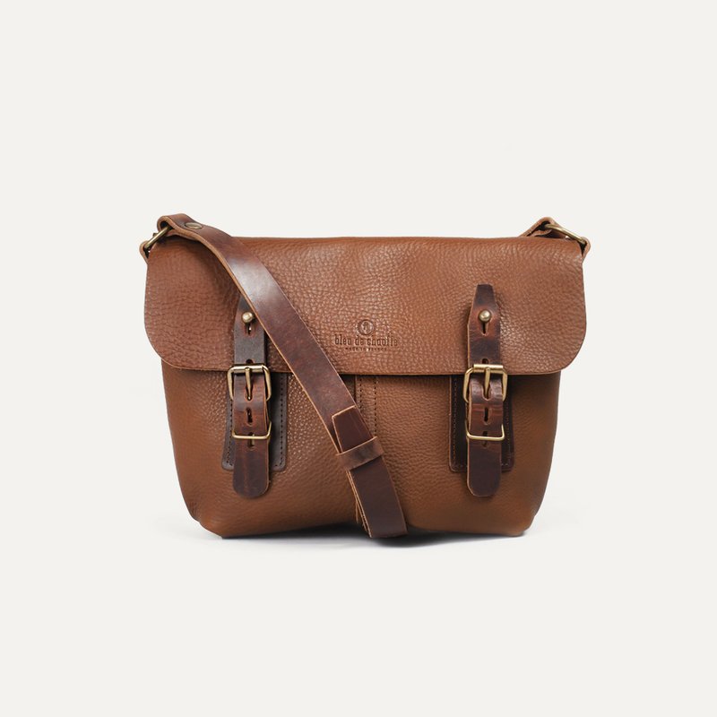 Bleu de Chauffe-Louis Side Backpack_Classic Brown - Messenger Bags & Sling Bags - Genuine Leather 