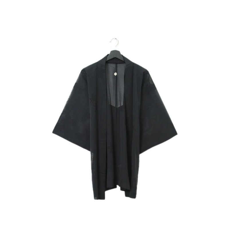 Back to Green-日本透膚羽織 楓葉壓紋 tf-23/vintage kimono - 女大衣/外套 - 棉．麻 