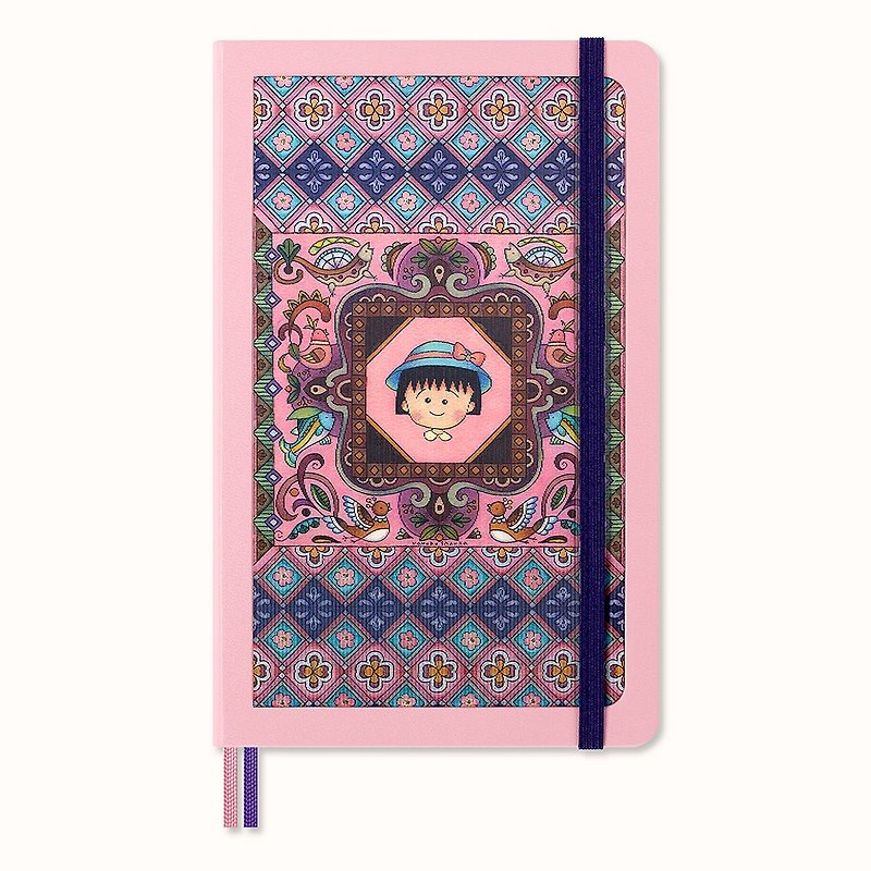 MOLESKINE Chibi Maruko-chan Sakura Notebook-L-shaped horizontal line with design stickers and greeting cards - สมุดบันทึก/สมุดปฏิทิน - กระดาษ สึชมพู