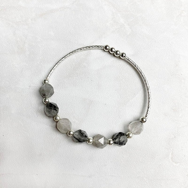 | Elbow Series|Rhombic Cloud Crystal (S925 Sterling Silver x Bracelet x Handmade x Customization.) - Bracelets - Gemstone Gray