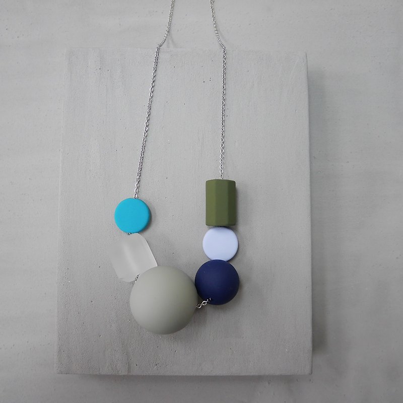 Marshmallow Necklace - PING PONG 003 - สร้อยคอ - พลาสติก สีน้ำเงิน