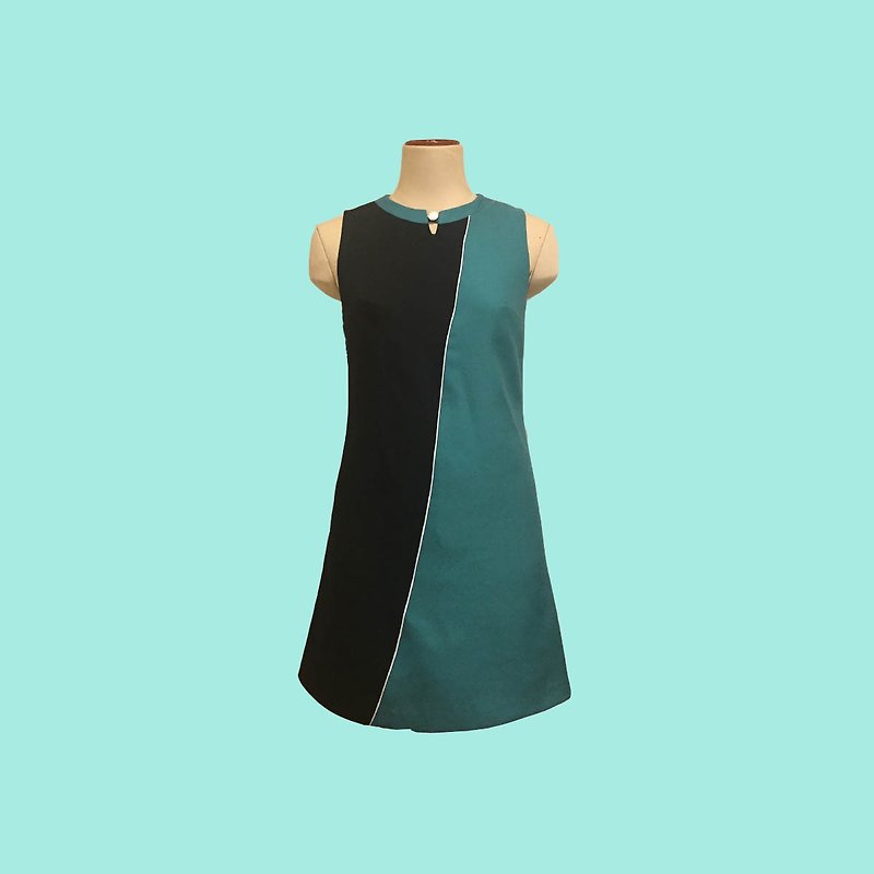 retro one-piece dress vittoria2 - 連身裙 - 聚酯纖維 綠色