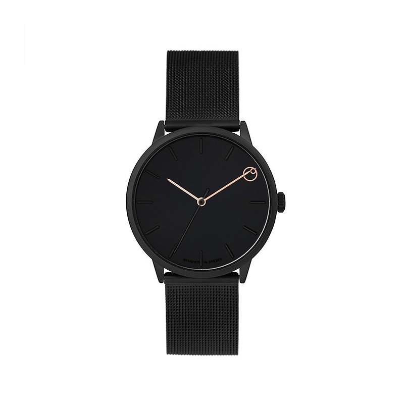 Rawiya Collection  -  Chez Mamanブラックダイヤル - ブラックミラノ（調節可能な時計付） - 腕時計 ユニセックス - ステンレススチール ブラック