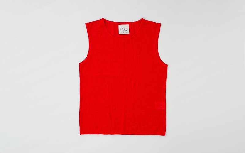 [Stock as long as the color Hai Van] linen wool sleeveless (Red Ladies L size) - ชุดชั้นในผู้หญิง - ผ้าฝ้าย/ผ้าลินิน สีแดง