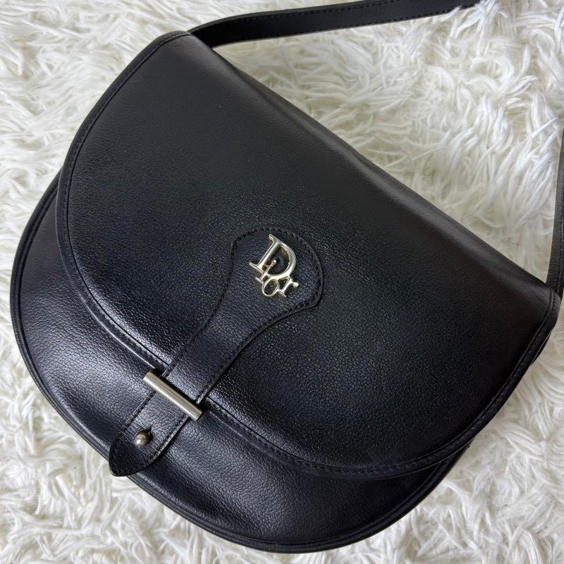 中古二手包 Dior Bobby黑金色馬鞍包 單肩包 側背包 斜背包 手袋 - 側背包/斜背包 - 真皮 