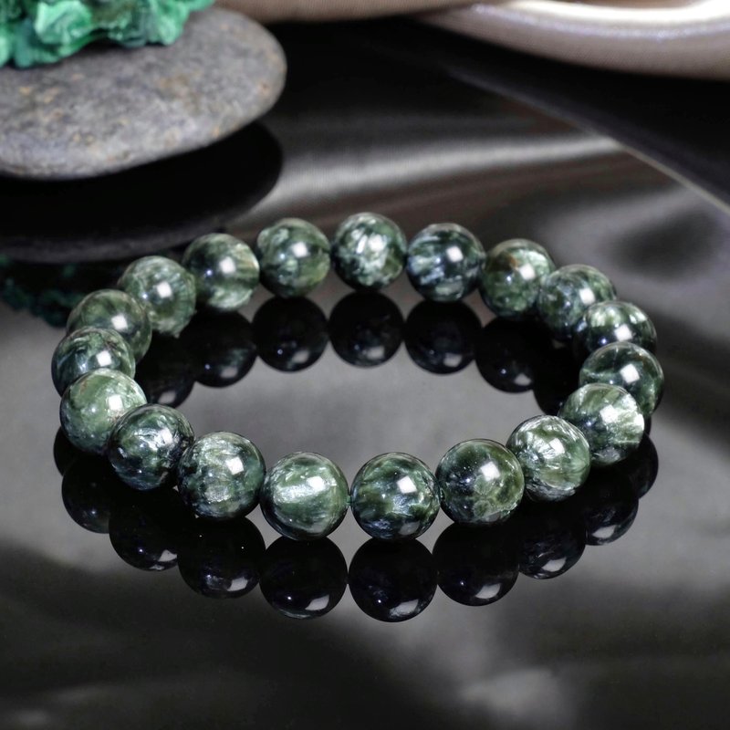 Siberian Green Dragon Crystal Bracelet│Angel Stone, Business Luck, Popularity, Soul Healing Gift - สร้อยข้อมือ - คริสตัล สีเขียว