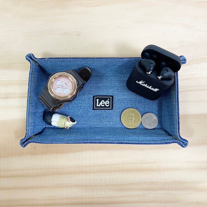 Lee textured denim storage box storage box - กล่องเก็บของ - วัสดุอื่นๆ สีน้ำเงิน