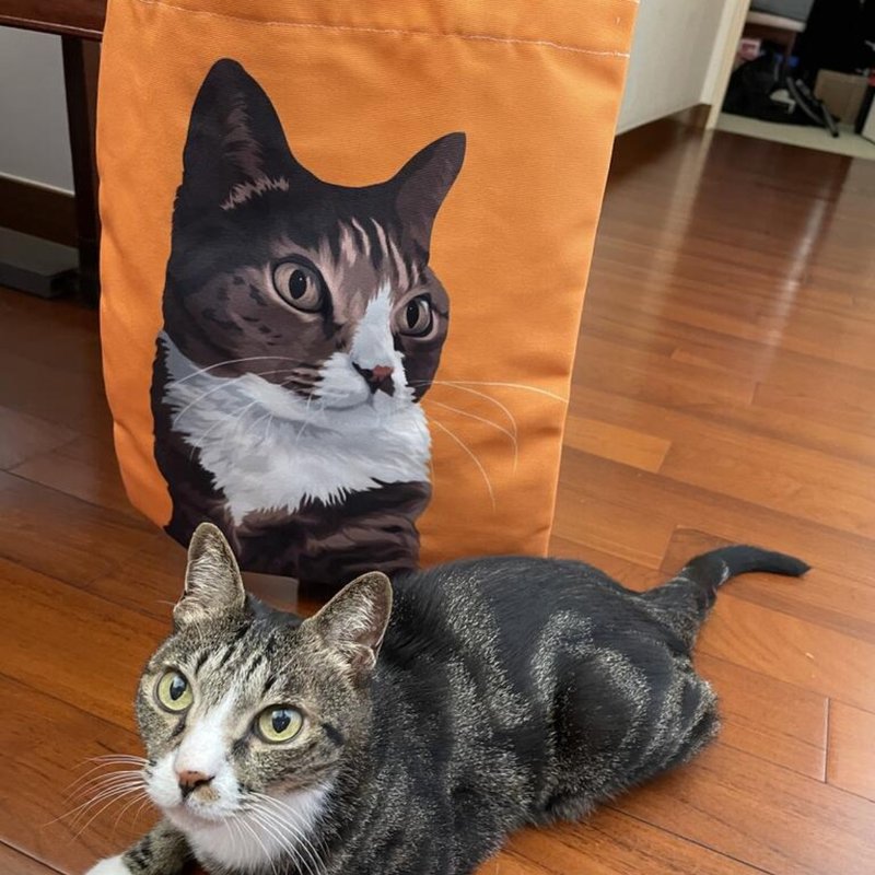 客製化寵物似顏繪單肩帆布袋 Totebag - 似顏繪/客製畫 - 其他材質 