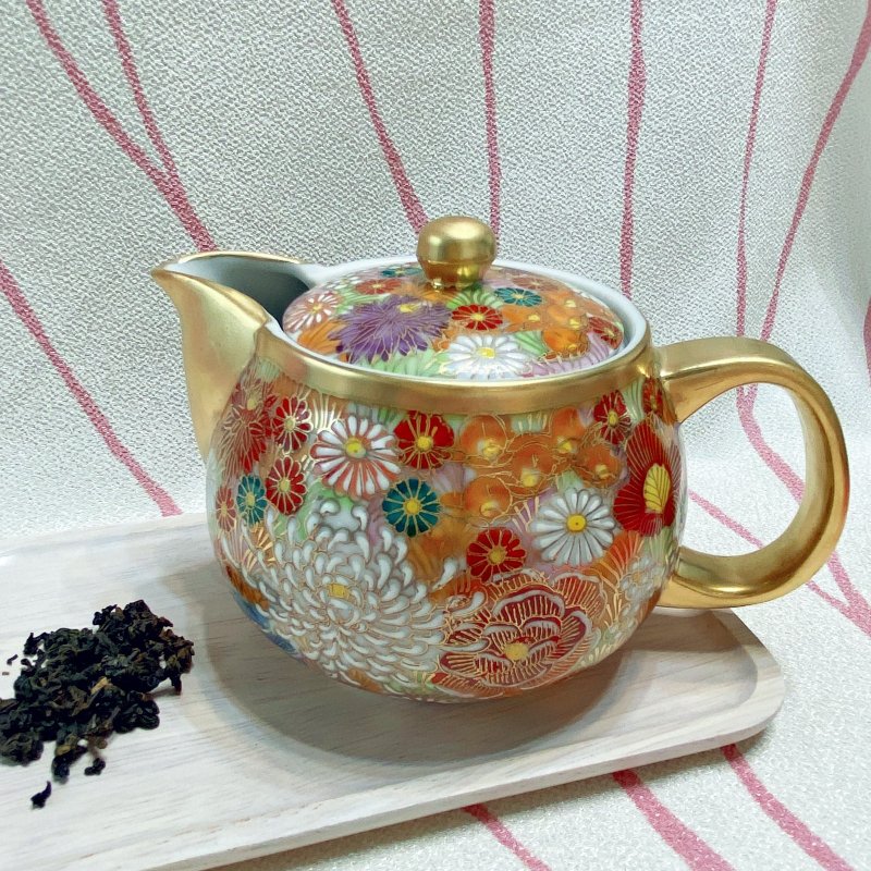 【九谷燒金花詰】茶壺 - 茶壺/茶杯/茶具 - 陶 