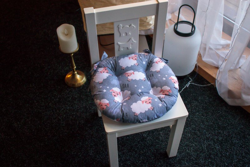 Kids chair cushion, Child pillow for chair, Sheeps Chair cushion, Grey cushion - 枕頭/抱枕 - 其他材質 灰色