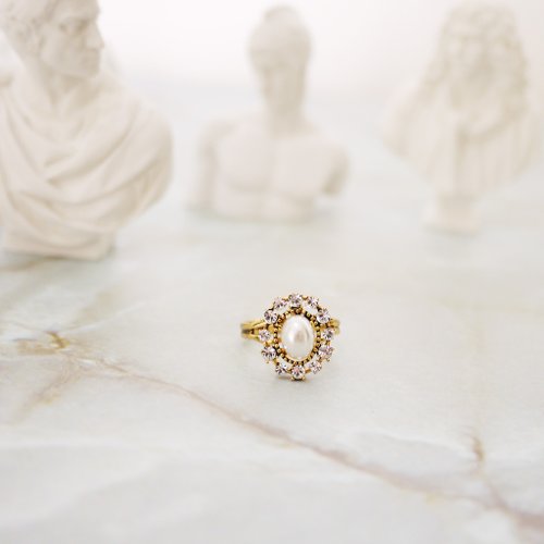 PHOEBE JEWELRY 簡約復古白珍珠戒指