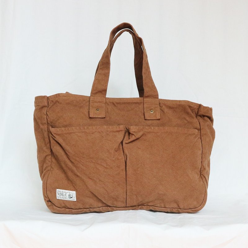 Zip Box Tote Bag [2024 Fall/Winter Limited Color: Chocolate] (VC-24) - กระเป๋าถือ - ผ้าฝ้าย/ผ้าลินิน สีนำ้ตาล