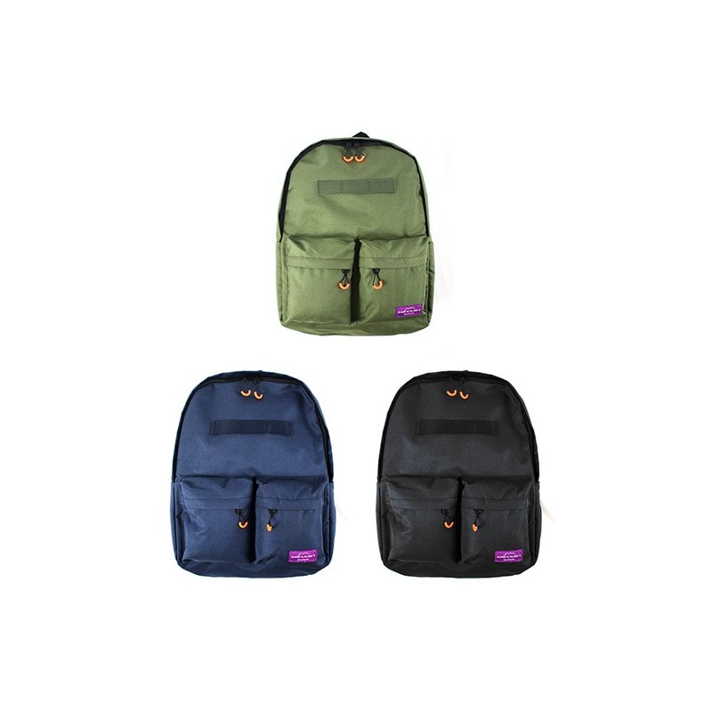 Hong Kong brand Urban Outdoor series lightweight waterproof double front pocket coordinate backpack - กระเป๋าเป้สะพายหลัง - ไนลอน หลากหลายสี