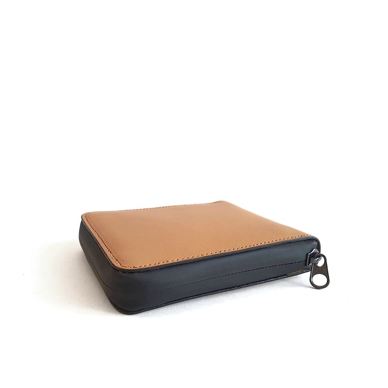 Solid square /Tan - Wallets - Genuine Leather Orange