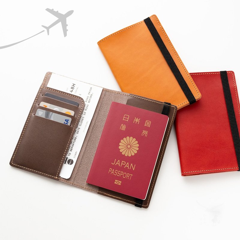 パスポートケース ショート 【 栃木レザー ジーンズ 】 名入れ 刻印 本革 旅行 トラベルウォレット HG25K - 護照夾/護照套 - 真皮 咖啡色