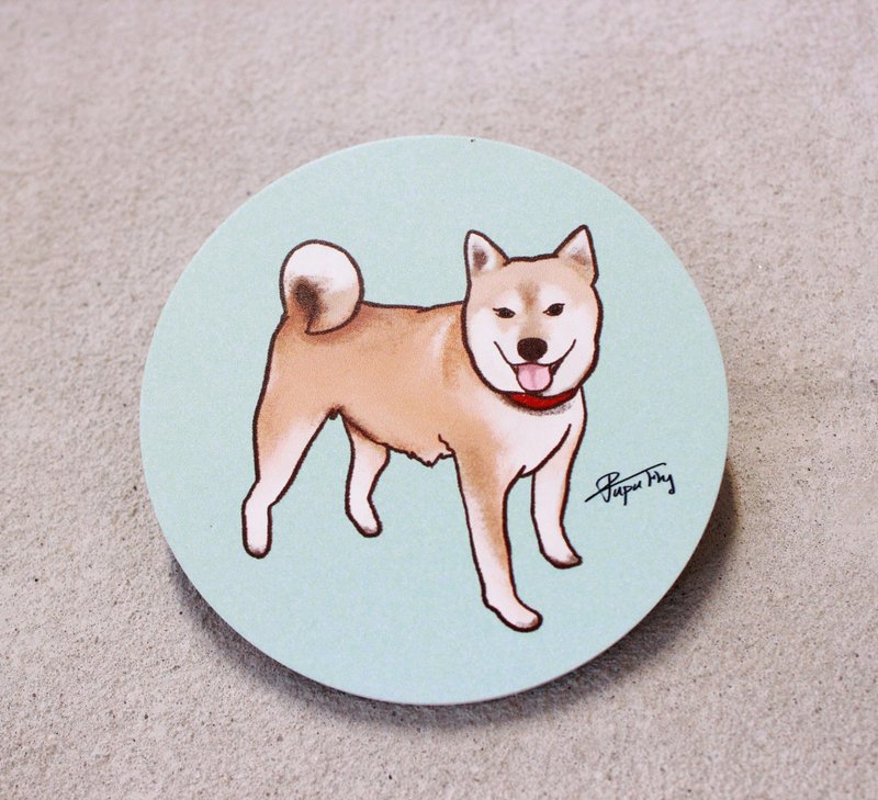 "Shiba Inu" / original - ceramic water coaster / fly planet / hand record market / - ที่รองแก้ว - เครื่องลายคราม 