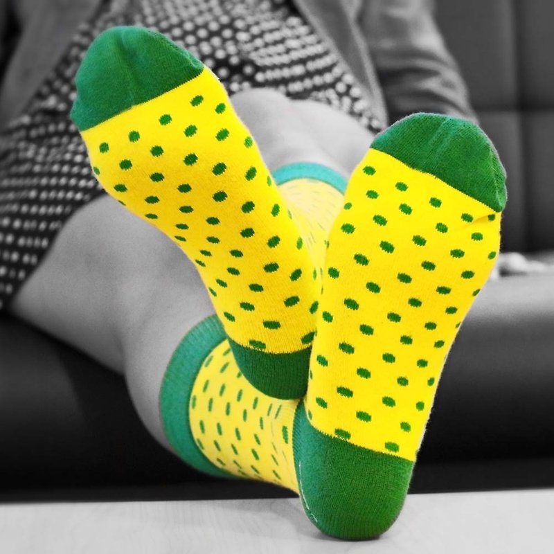 英倫風淑女襪 - Banana Kick 繽紛點點、色彩亮麗襪子 - 襪子 - 棉．麻 黃色