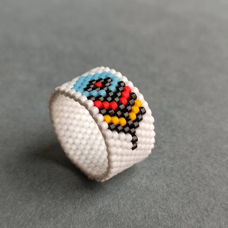 Feather design jewelry | Handmade ring | Bead ring | Feather ring | Multicolor - General Rings - Glass Multicolor