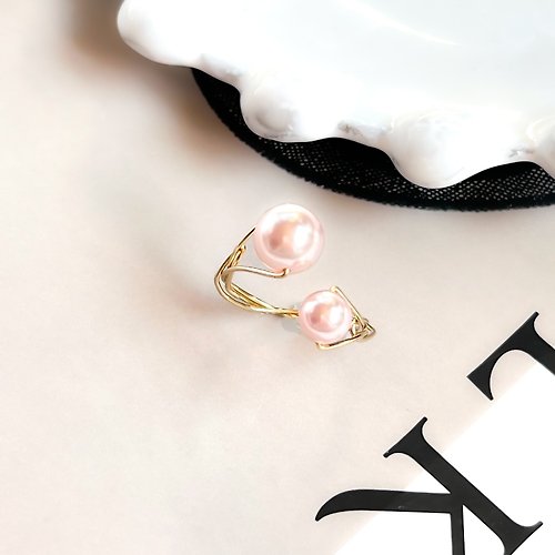 stella-jewelry K14gf Swarovski Pearl Pink Fork Ring【gift box】