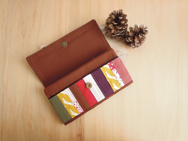 Clutch Wallet – Purse - Brown vs. Purple – Classic -Gift - กระเป๋าสตางค์ - ผ้าฝ้าย/ผ้าลินิน สีนำ้ตาล