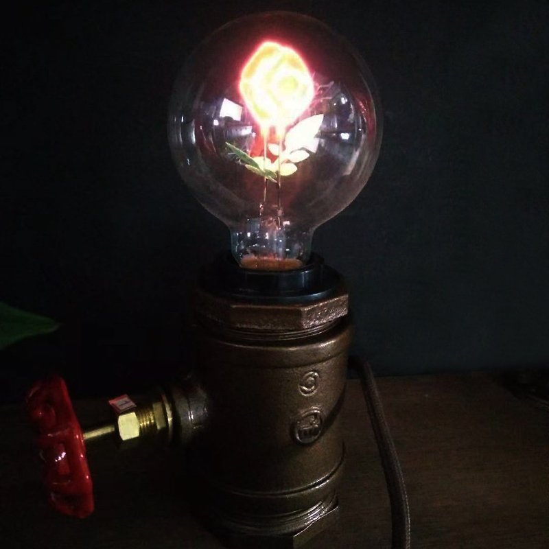 Christmas gift rose bulb industrial wind creative night light gift - โคมไฟ - โลหะ สีนำ้ตาล