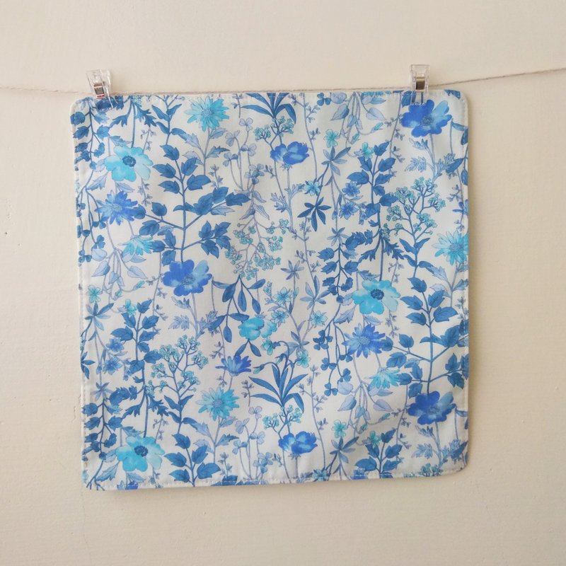 Japanese cotton handkerchief = flower collection = water blue (5 colors in total) - Handkerchiefs & Pocket Squares - Cotton & Hemp 