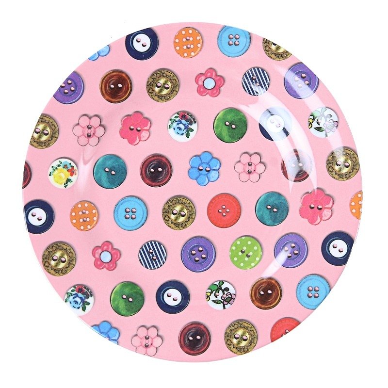 GINGER │ 丹麥設計泰國製造－時髦鈕扣8吋盤-粉紅 - 盤子/餐盤 - 其他材質 