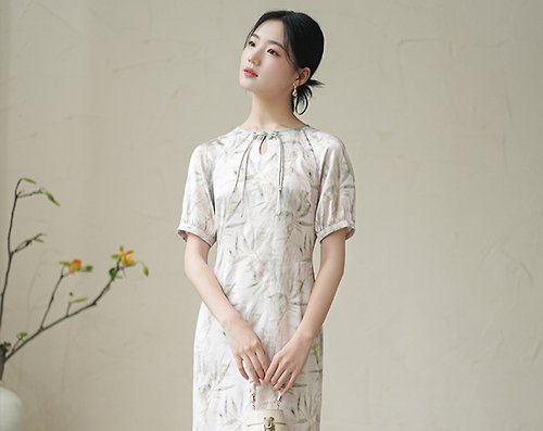 初蟬 新中式復古中國風 浮雕提花氣質魚尾洋裝