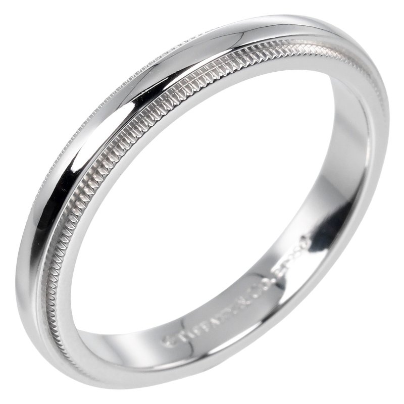 【日本直送】ティファニー TIFFANY&Co. トゥギャザー ミルグレイン 15号 指輪 3mmモデル Pt950プラチナ 約6.14g【中古】Aランク - 戒指 - 貴金屬 銀色