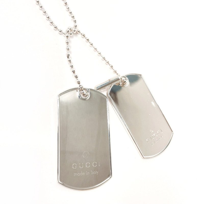 【日本直送 中古美品】グッチ GUCCI ネックレス ドッグタグ ダブルプレート ボールチェーン シルバー925 アクセサリー - 項鍊 - 純銀 銀色