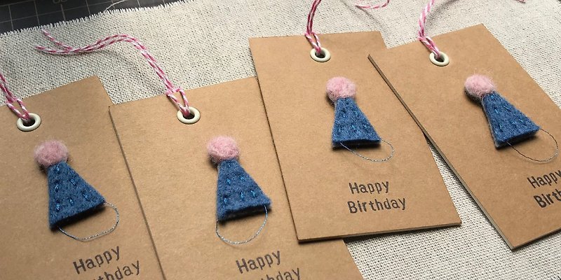 Happy Birthday birthday hat set 2 into (blue) | small gift card | gift tag | tag | - Cards & Postcards - Paper Multicolor