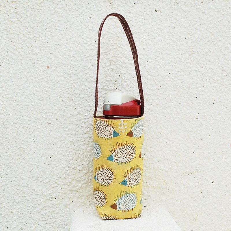 Fatty Hedgehog Bottle Bags/Beverage Bags - ถุงใส่กระติกนำ้ - ผ้าฝ้าย/ผ้าลินิน สีเหลือง