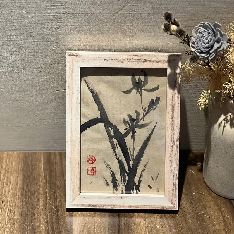 Hand-painted ink sketch | Orchid | Chinese painting - ของวางตกแต่ง - กระดาษ 