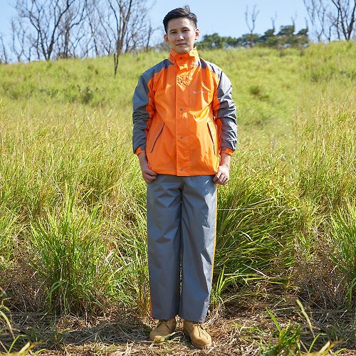 TDN 雙龍牌台灣素材躍動休閒兩件式風雨衣機車套裝雨衣-亮橘