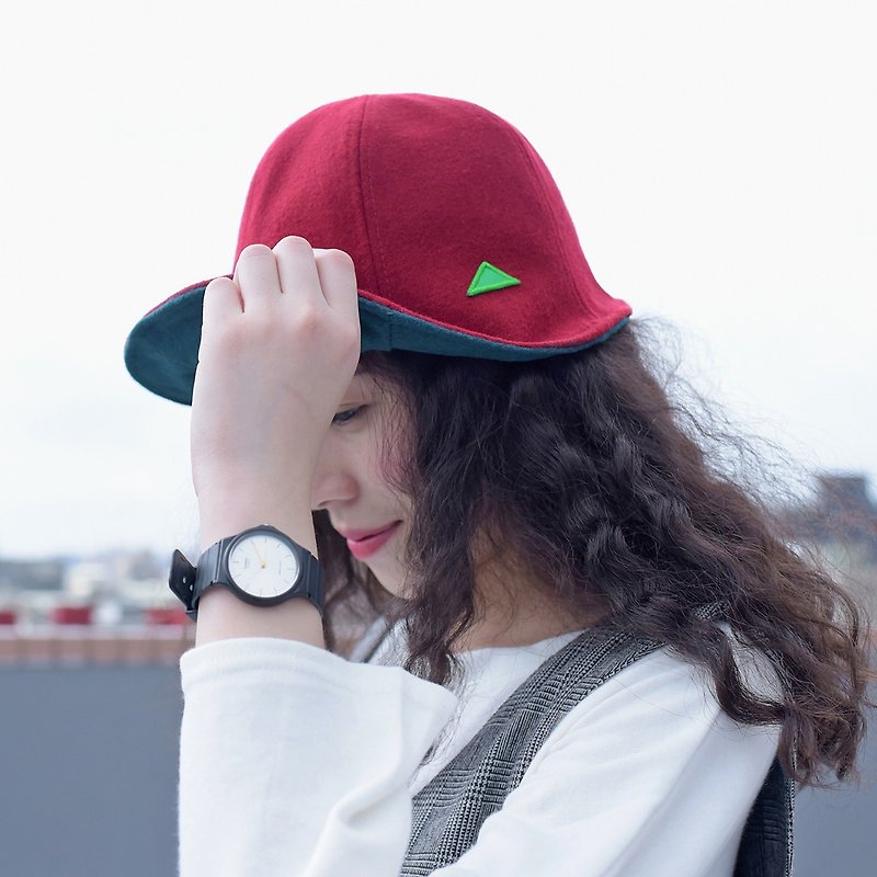 [Last one] Double-faced-geometric square embroidered fisherman hat - Hats & Caps - Other Materials Green