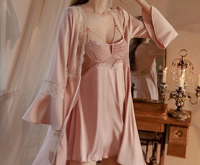 Nightdress Sexy Lingerie Pajamas Silk Lace Sling - Shop Queensybra  Loungewear & Sleepwear - Pinkoi