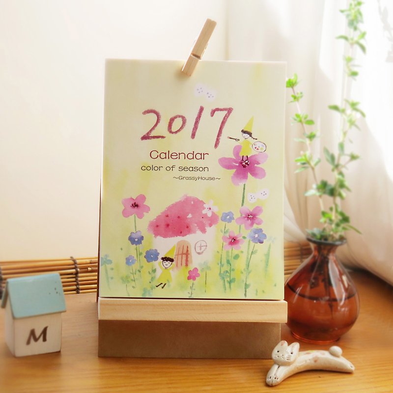 2017 small wooden cottage desk calendar folder section - Calendars - Paper 