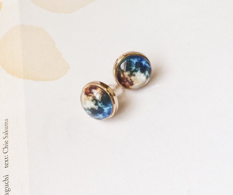 ❈ La Don Roe ❈ - Bubble earrings - the moon - ต่างหู - โลหะ สีทอง