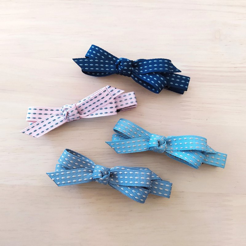 Textured triple jumper ribbon hair clip in 4 colors - เครื่องประดับผม - วัสดุอื่นๆ หลากหลายสี