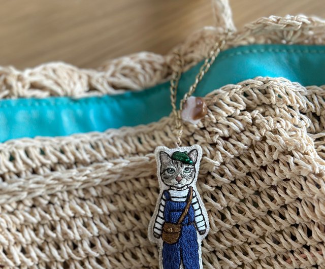 作家もの　猫　刺繍バッグ 2024 ワークショップきじねこ刺繍参考例｜hiroko kubota