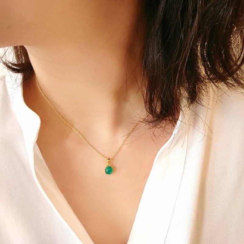 14kgf, green onyx single necklace - Necklaces - Gemstone Green
