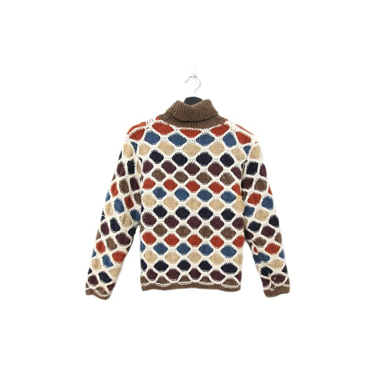 Back to Green-復古毛衣 高領 繽紛菱形 ws-42vintage sweater - 女毛衣/針織衫 - 棉．麻 