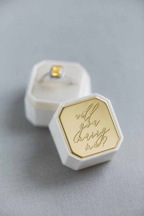 Bark & Berry Velvet ring box - OCTAGON PETITE - Handmade Vintage Wedding Proposal Engagement