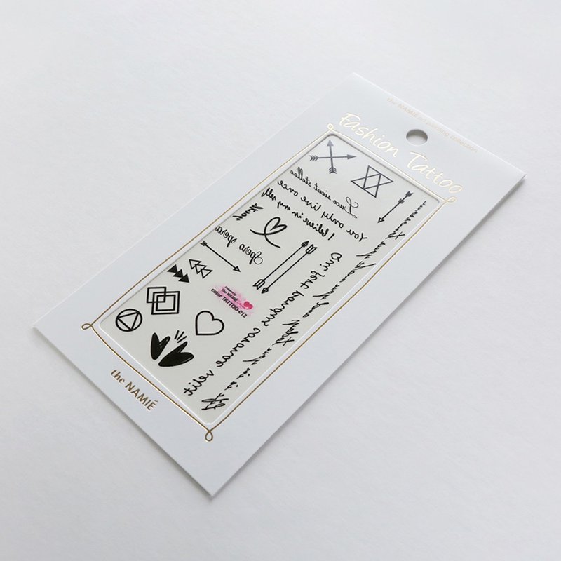 【 DIY 紋身/刺青】Color Tattoo 彩色紋身貼紙 箭頭和手寫字 - 紋身貼紙/刺青貼紙 - 紙 金色