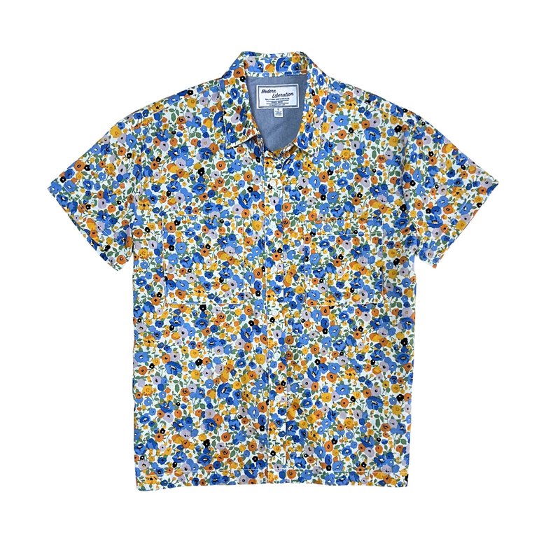 Women's Spring Blossom Shirt 女裝小碎花襯衫 - 黃色 - 女襯衫 - 棉．麻 白色