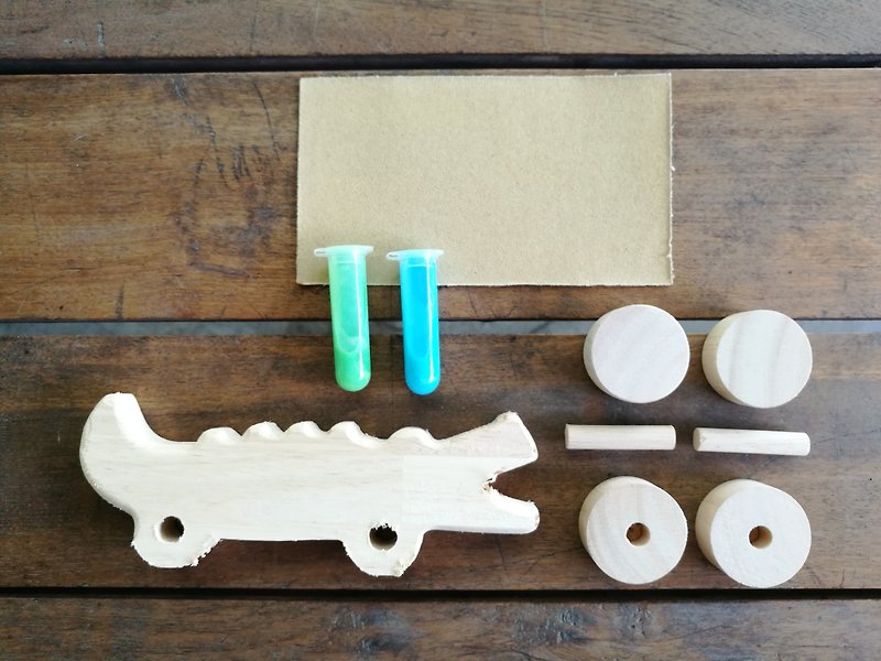 DIY木製玩具-クロコダイル - 木工/竹細工/ペーパークラフト - 木製 ブラウン