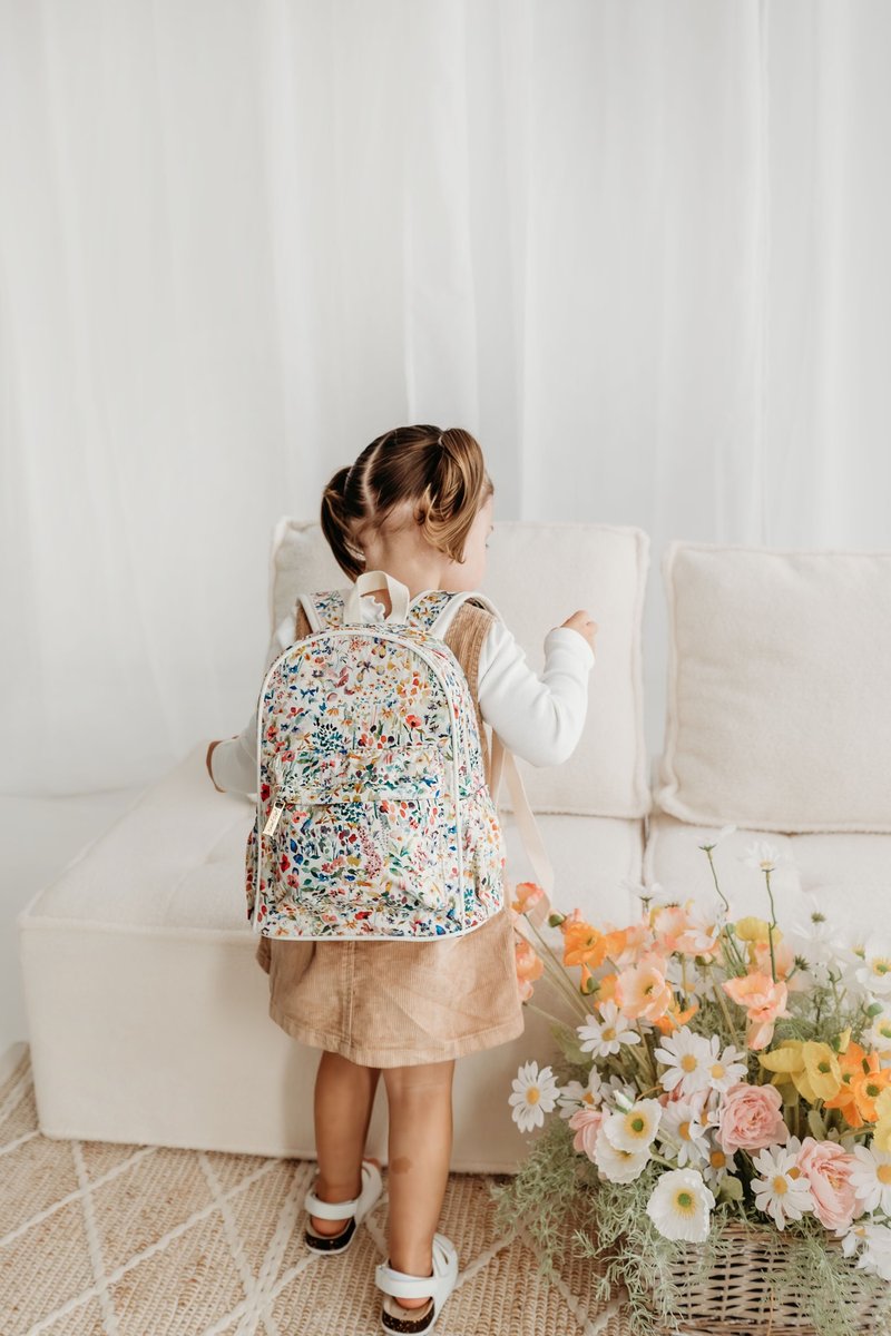 Australian Josie Joan's floral fabric backpack-Isla Liberty London - Backpacks & Bags - Cotton & Hemp White